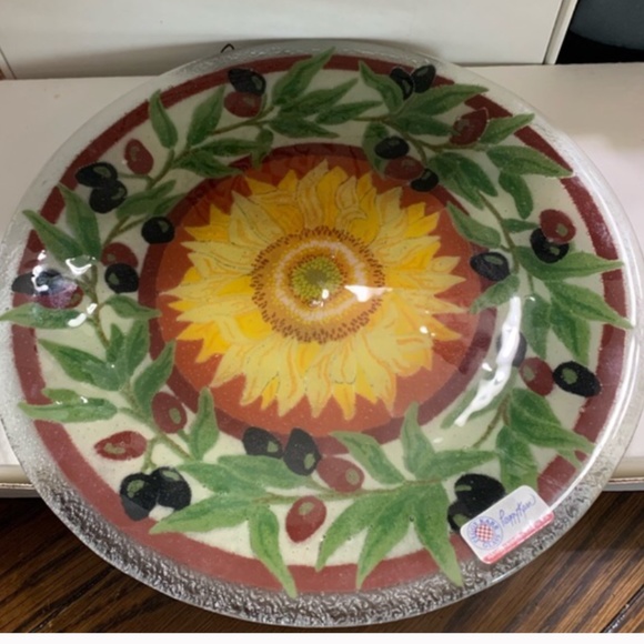 Host Pick (WOW) RARE Vintage Beautiful “Tuscany” Peggy Karr Glass Plate Art - Picture 2 of 10